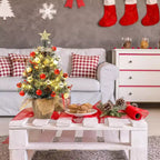 Sapin de table floqué Acekool 90 cm : ambiance saisonnière instantanée avec éclairage sans fil