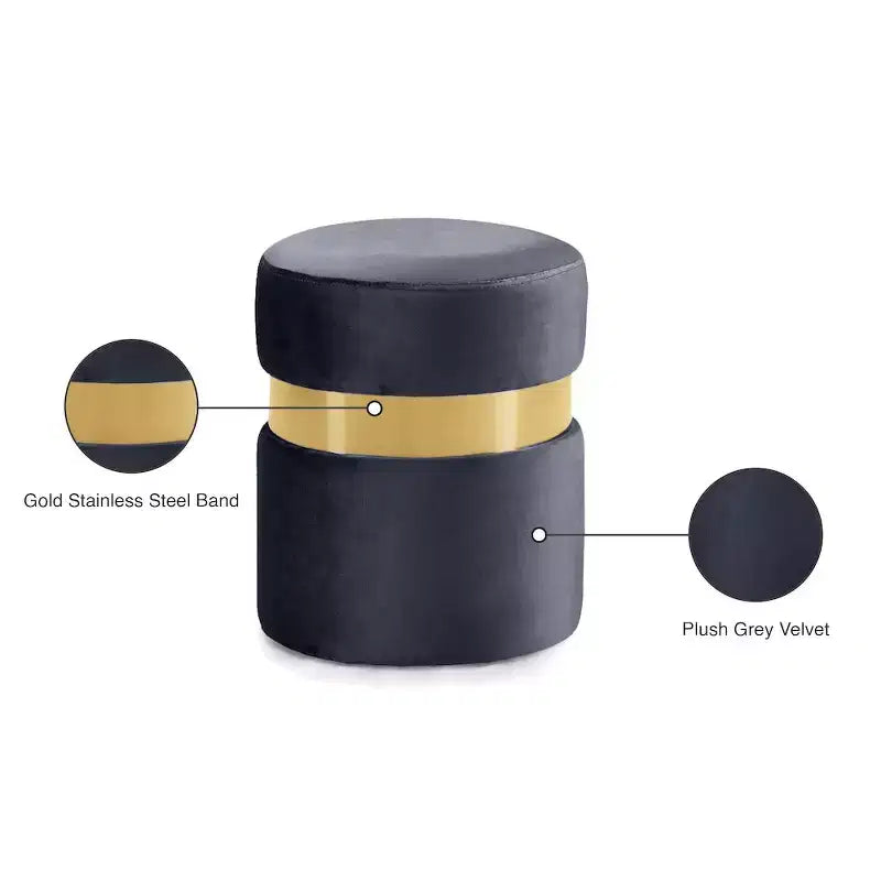 Meridian Furniture, Pouf/Tabouret en velours Hailey