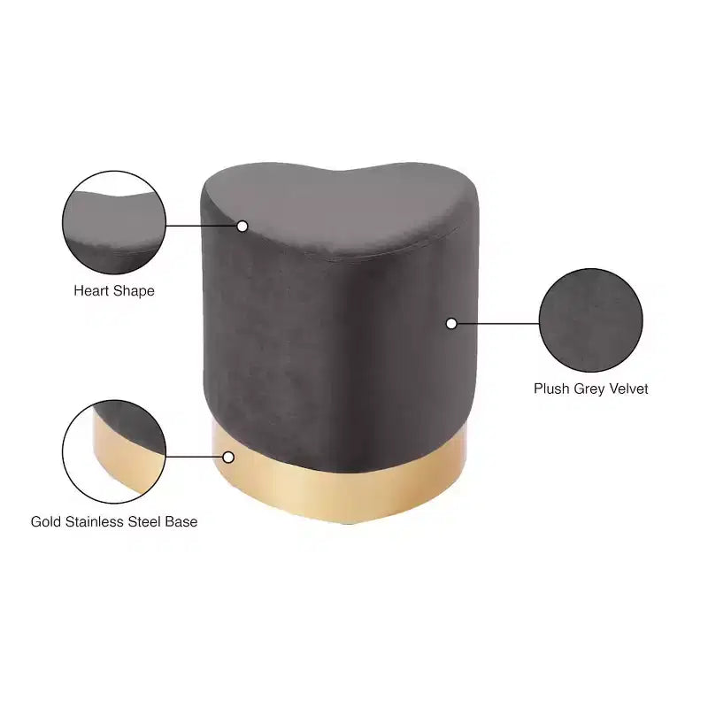 Meridian Furniture, Pouf/Tabouret en velours Heart
