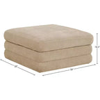 Meridian Furniture, Pouf modulaire rembourré en tissu chenille Stellar