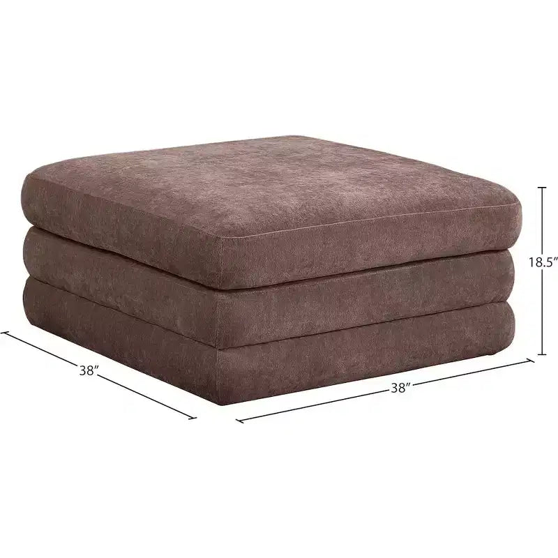 Meridian Furniture, Pouf modulaire rembourré en tissu chenille Stellar