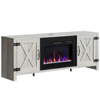 Bestier Meuble TV de cheminée rustique 63 po pour téléviseurs jusqu'à 70 po, centre de divertissement avec cheminée chauffante 23 po et armoire avec porte de grange