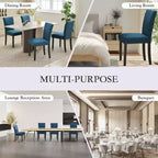 Lot de 2 chaises de salle à manger modernes, chaises de cuisine en tissu rembourré avec garniture cloutée, chaises de salle à manger confortables pour petit appartement, maison