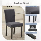 Lot de 2 chaises de salle à manger modernes, chaises de cuisine en tissu rembourré avec garniture cloutée, chaises de salle à manger confortables pour petit appartement, maison