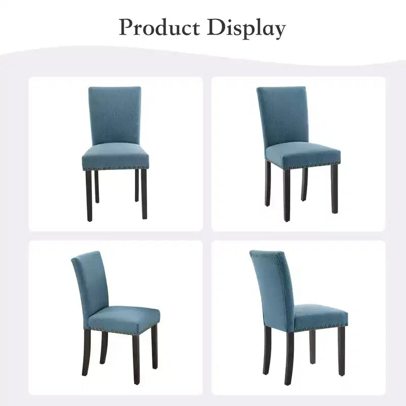 Lot de 2 chaises de salle à manger modernes, chaises de cuisine en tissu rembourré avec garniture cloutée, chaises de salle à manger confortables pour petit appartement, maison