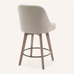 Lot de 4 tabourets de bar pivotants Bekrvio de 66 cm avec dossiers et pieds en bois, tabourets de bar rembourrés en tissu lin/cuir PU pour îlot de cuisine