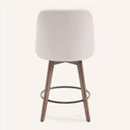 Lot de 4 tabourets de bar pivotants Bekrvio de 66 cm avec dossiers et pieds en bois, tabourets de bar rembourrés en tissu lin/cuir PU pour îlot de cuisine