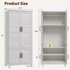 Armoire-penderie en bois de 72 po avec tringle de suspension, armoire haute autoportante avec 18 tablettes réglables
