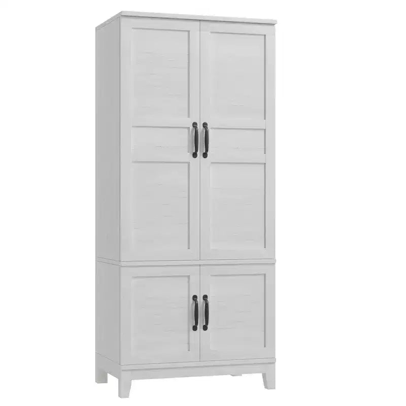 Armoire-penderie en bois de 72 po avec tringle de suspension, armoire haute autoportante avec 18 tablettes réglables