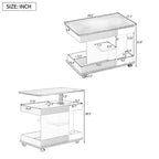 Table d'appoint Bestier avec roulettes, Table d'appoint moderne relevable avec plateau rotatif à 360°, Table de canapé avec espace de rangement pour salon, chambre
