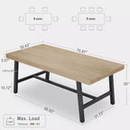 71 Table de salle à manger pour 6 à 10 personnes, table de cuisine rectangulaire de style ferme moderne, avec pieds réglables et cadre en métal robuste, pour salle à manger, salon, sans chaise