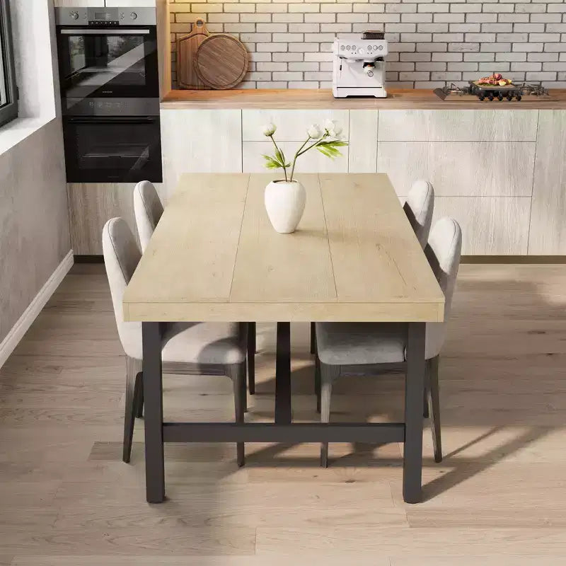 71 Table de salle à manger pour 6 à 10 personnes, table de cuisine rectangulaire de style ferme moderne, avec pieds réglables et cadre en métal robuste, pour salle à manger, salon, sans chaise