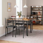 Table et chaises de cuisine, Ensemble de table à manger pour 4 avec chaises, Table à manger rectangulaire en métal et bois pour petits espaces, Appartement