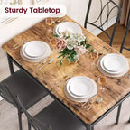 Table et chaises de cuisine, Ensemble de table à manger pour 4 avec chaises, Table à manger rectangulaire en métal et bois pour petits espaces, Appartement