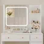 Coiffeuse avec miroir, grande table de maquillage de 94 cm avec tiroirs et tabouret, coiffeuse moderne pour petite chambre à coucher