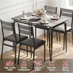 Table de salle à manger pour 4, petit ensemble table et chaises pour 4, ensemble dinette carré avec 4 chaises, ensembles de 5 pièces pour cuisine et salle à manger pour petit espace, appartement