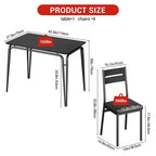 Table de salle à manger pour 4, petit ensemble table et chaises pour 4, ensemble dinette carré avec 4 chaises, ensembles de 5 pièces pour cuisine et salle à manger pour petit espace, appartement