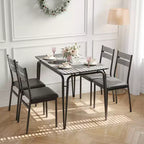 Table de salle à manger pour 4, petit ensemble table et chaises pour 4, ensemble dinette carré avec 4 chaises, ensembles de 5 pièces pour cuisine et salle à manger pour petit espace, appartement