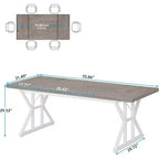 Grande table à manger rectangulaire Okak en bois rustique avec pieds métalliques en X, longue table de cuisine moderne pour salle à manger, repas de famille