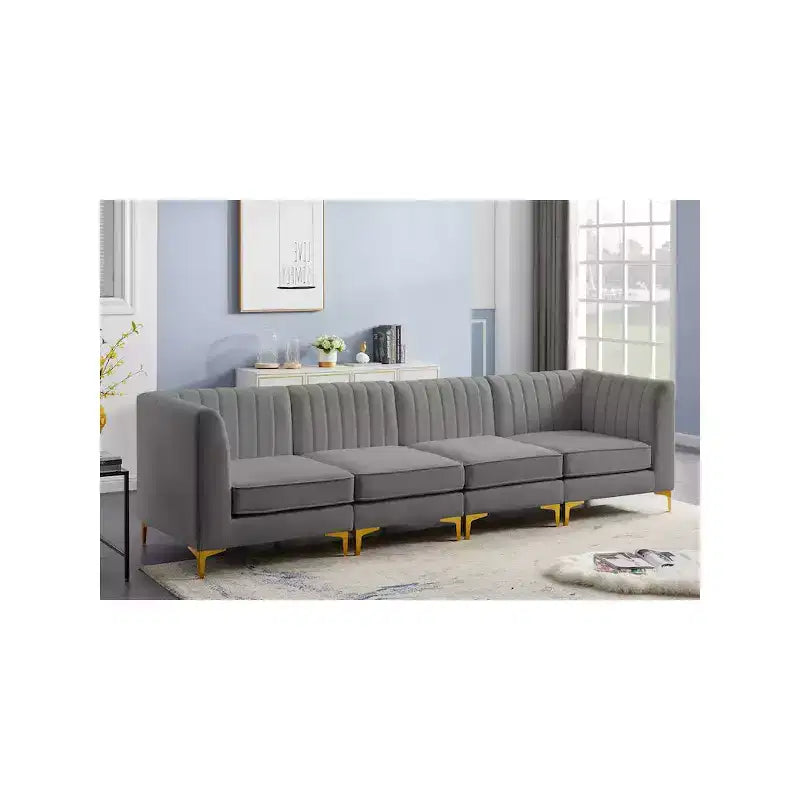 Meridian Furniture, Canapé modulable en velours Alina