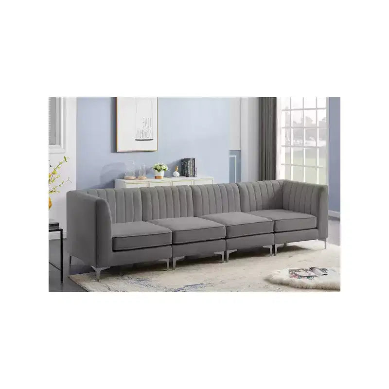 Meridian Furniture, Canapé modulable en velours Alina