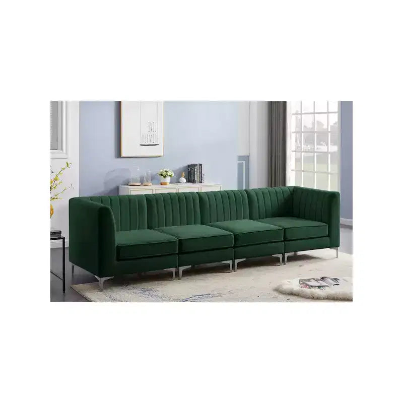 Meridian Furniture, Canapé modulable en velours Alina