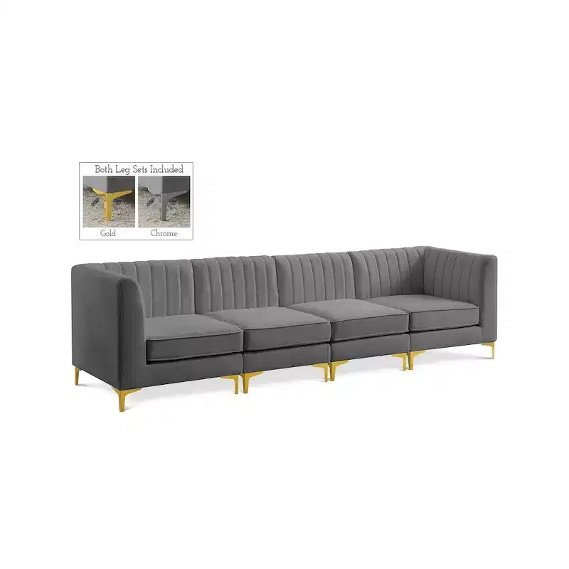 Meridian Furniture, Canapé modulable en velours Alina