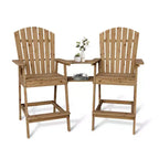 Ensemble de 2 chaises Adirondack avec plateau de connexion, chaises de balcon Adirondack hauteur bar pour terrasse, jardin, chaises Adirondack hautes, bois naturel