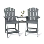 Ensemble de 2 chaises Adirondack avec plateau de connexion, chaises de balcon Adirondack hauteur bar pour terrasse, jardin, chaises Adirondack hautes, bois naturel