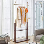 GDFStudio Nira Portemanteau double couche rustique en acier inoxydable avec étagère ouverte