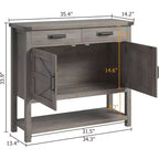 Table d'entrée de ferme avec armoire à 2 portes et 2 tiroirs, console en bois avec rangement, meuble bar à café, buffet pour la maison