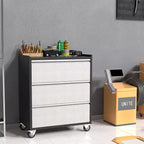 Armoire de rangement métallique à 3 tiroirs sur roulettes, Chariot à outils roulant robuste, Servante d'atelier mobile pour Garage, Atelier, Maison, Bureau, Gris