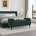 Banc de rangement Ottoman de 46,5 po – Banc de bout de lit rembourré avec capitonnage pour chambre à coucher, entrée
