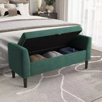 Banc de rangement Ottoman de 46,5 po – Banc de bout de lit rembourré avec capitonnage pour chambre à coucher, entrée