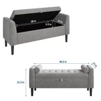 Banc de rangement Ottoman de 46,5 po – Banc de bout de lit rembourré avec capitonnage pour chambre à coucher, entrée
