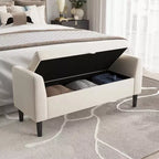 Banc de rangement Ottoman de 46,5 po – Banc de bout de lit rembourré avec capitonnage pour chambre à coucher, entrée