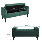 Banc de rangement Ottoman de 46,5 po – Banc de bout de lit rembourré avec capitonnage pour chambre à coucher, entrée