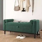 Banc de rangement Ottoman de 46,5 po – Banc de bout de lit rembourré avec capitonnage pour chambre à coucher, entrée