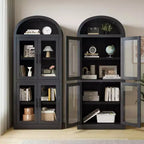 Coolmee Étagère arche avec portes, étagères de rangement rustiques, bibliothèque arrondie en bois de 181 cm de haut pour salon, cuisine, bureau