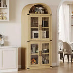 Coolmee Étagère arche avec portes, étagères de rangement rustiques, bibliothèque arrondie en bois de 181 cm de haut pour salon, cuisine, bureau