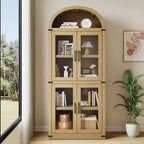 Coolmee Étagère arche avec portes, étagères de rangement rustiques, bibliothèque arrondie en bois de 181 cm de haut pour salon, cuisine, bureau