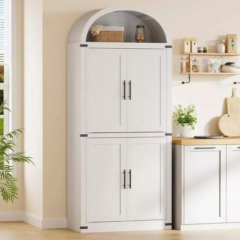 Coolmee Étagère arche avec portes, étagères de rangement rustiques, bibliothèque arrondie en bois de 181 cm de haut pour salon, cuisine, bureau