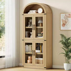 Coolmee Étagère arche avec portes, étagères de rangement rustiques, bibliothèque arrondie en bois de 181 cm de haut pour salon, cuisine, bureau