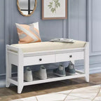 Banc de rangement d'entrée avec étagère à chaussures, 2 tiroirs et coussin, banc à chaussures pour entrée, couloir, hall d'entrée, salon, banc de bout de lit pour chambre à coucher