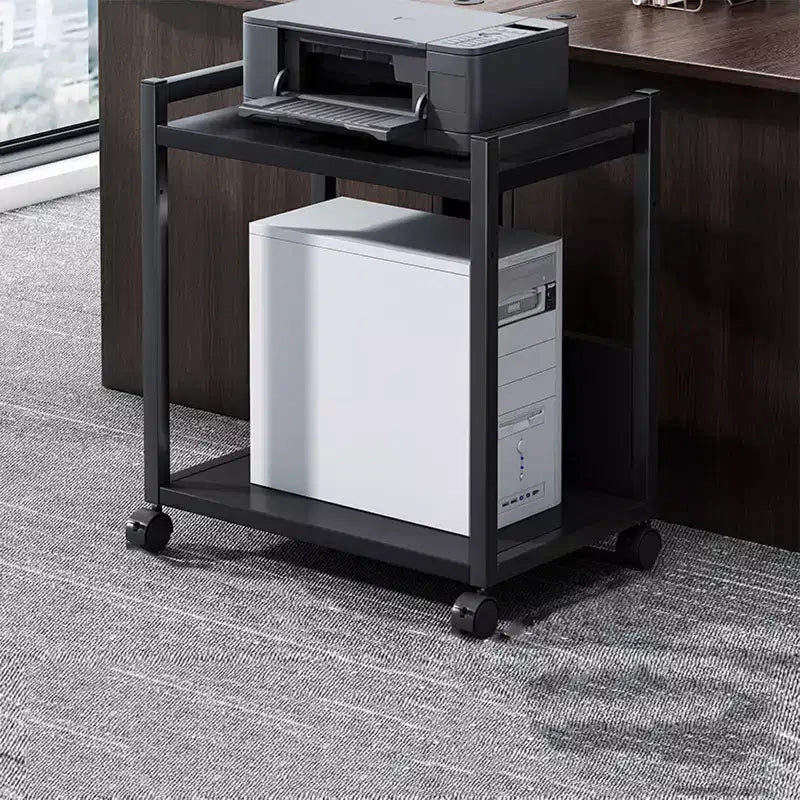 Pied de tour d'ordinateurSupport d'imprimante grand formatChariot de support en métal sous le bureau avec roues pivotantes à 360°, table d'imprimante mobile pour la maison et le bureau