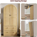 Meuble de cuisine de 72 po de haut avec portes et tiroirs en bois/verre, étagères de rangement en bois, grande armoire autoportante de style ferme pour la salle à manger