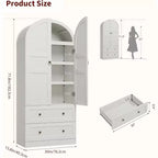 Meuble de cuisine de 72 po de haut avec portes et tiroirs en bois/verre, étagères de rangement en bois, grande armoire autoportante de style ferme pour la salle à manger