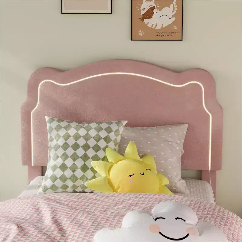Cadre de lit double en velours COZONY avec tête de lit réglable, lit plateforme de princesse avec lattes en bois, aucun sommier tapissier requis