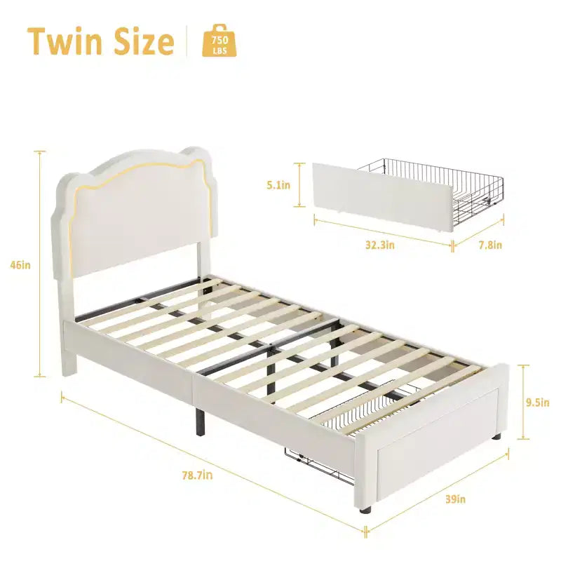 Cadre de lit double en velours COZONY avec tête de lit réglable, lit plateforme de princesse avec lattes en bois, aucun sommier tapissier requis