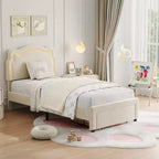 Cadre de lit double en velours COZONY avec tête de lit réglable, lit plateforme de princesse avec lattes en bois, aucun sommier tapissier requis
